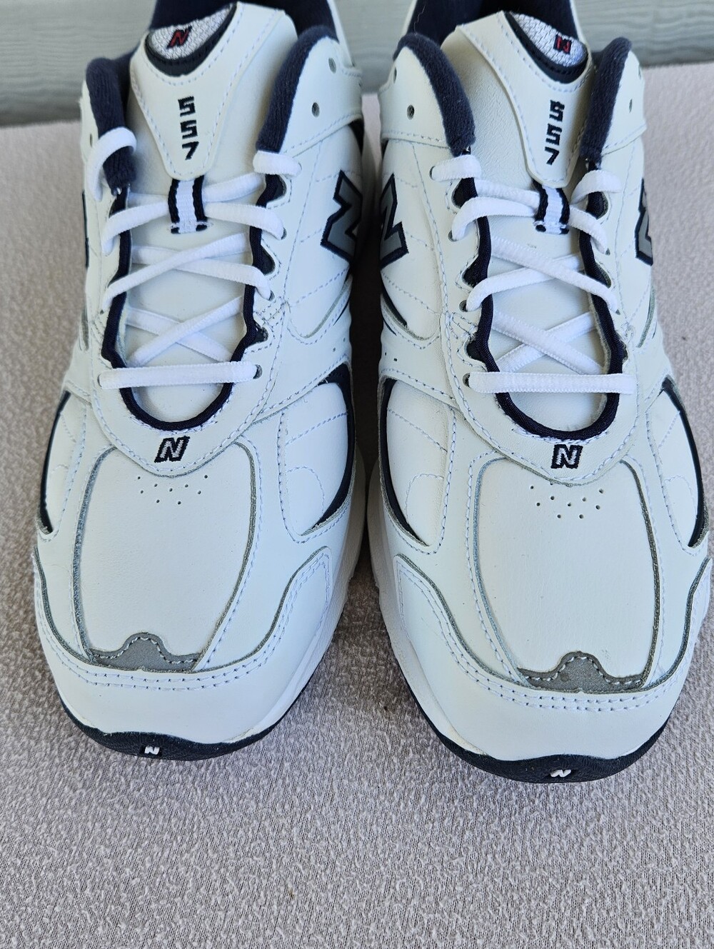 New Balance 557 Retro Sneaker Men SZ 10 White Navy Tie Athletic Shoe MW557LR - Picture 11 of 12